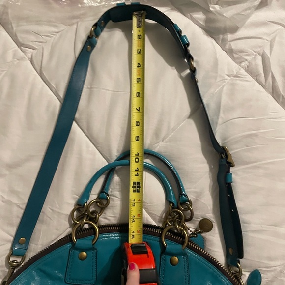 Coach Ltd. Edition 65th Anniversary Turquoise Patent Leather Francine Satchel - Picture 9 of 12